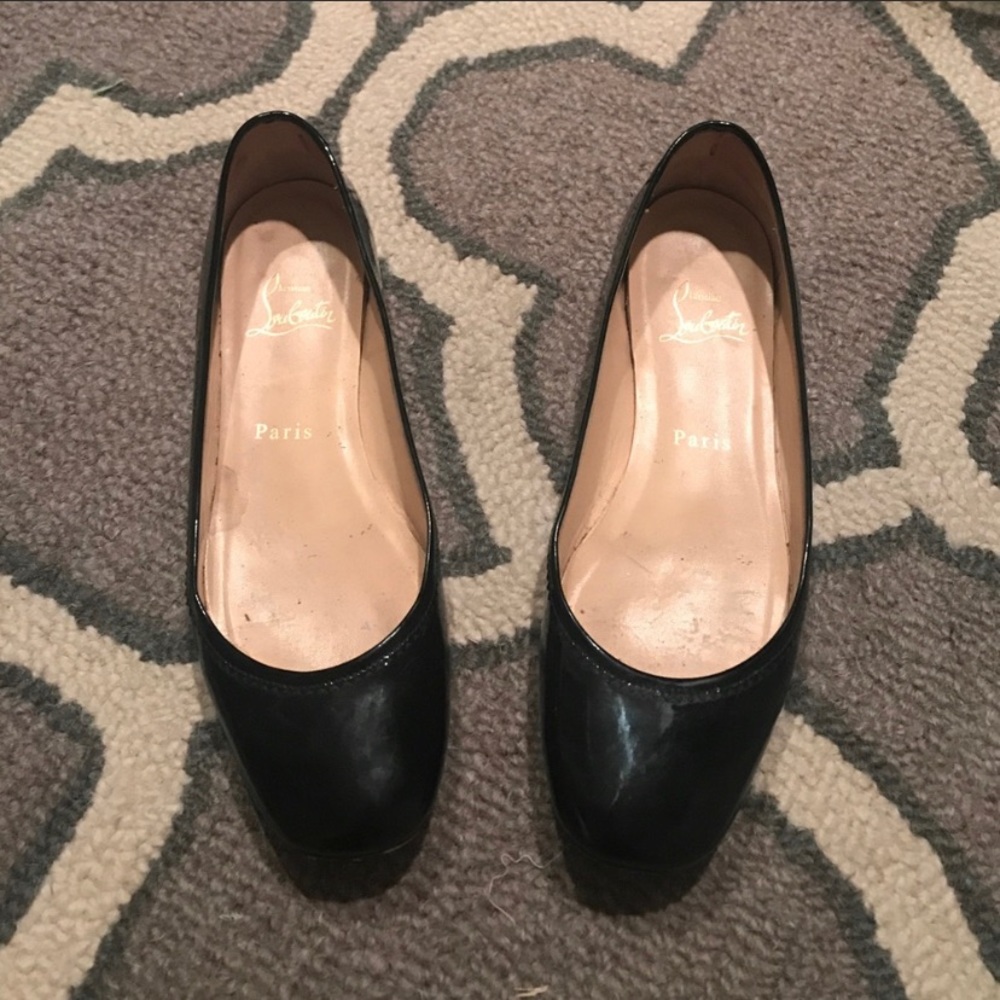 Christian Louboutin Black Patent Ballet Flat 38